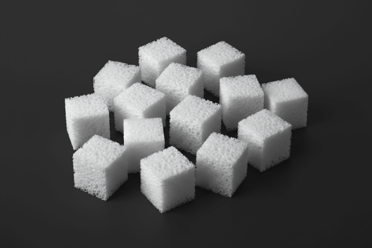 White PVA cube sponges for wastewater treatment and aquaculture biofilter applications